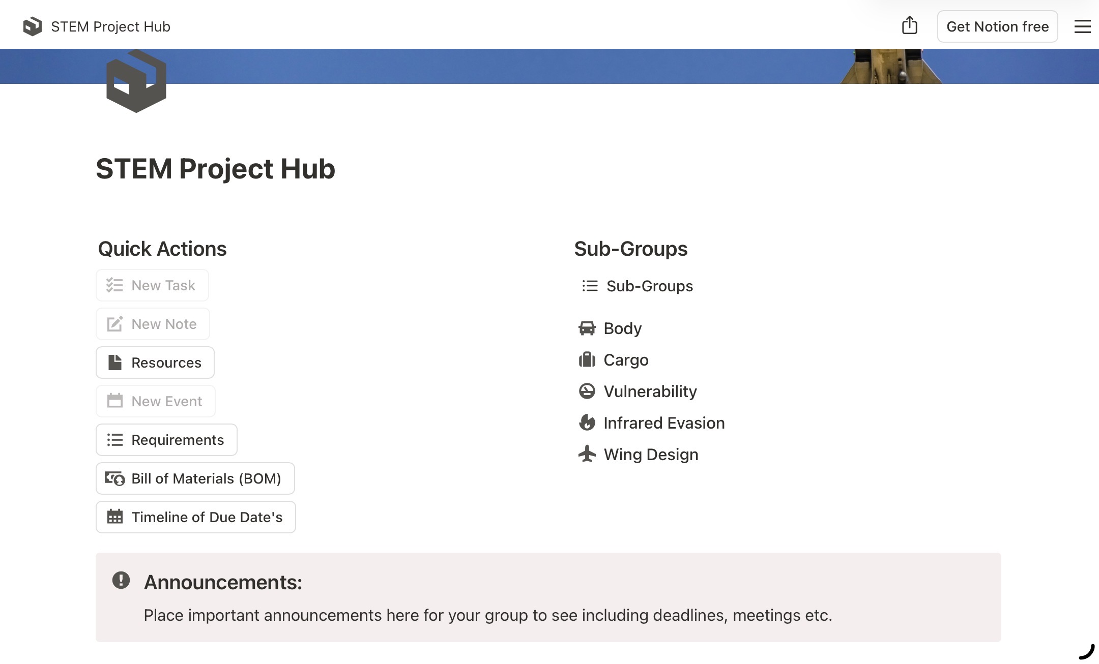 STEM Notion Template Example 2